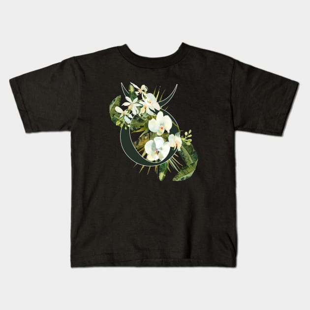 Taurus Horoscope Zodiac White Orchid Design Kids T-Shirt by bumblefuzzies